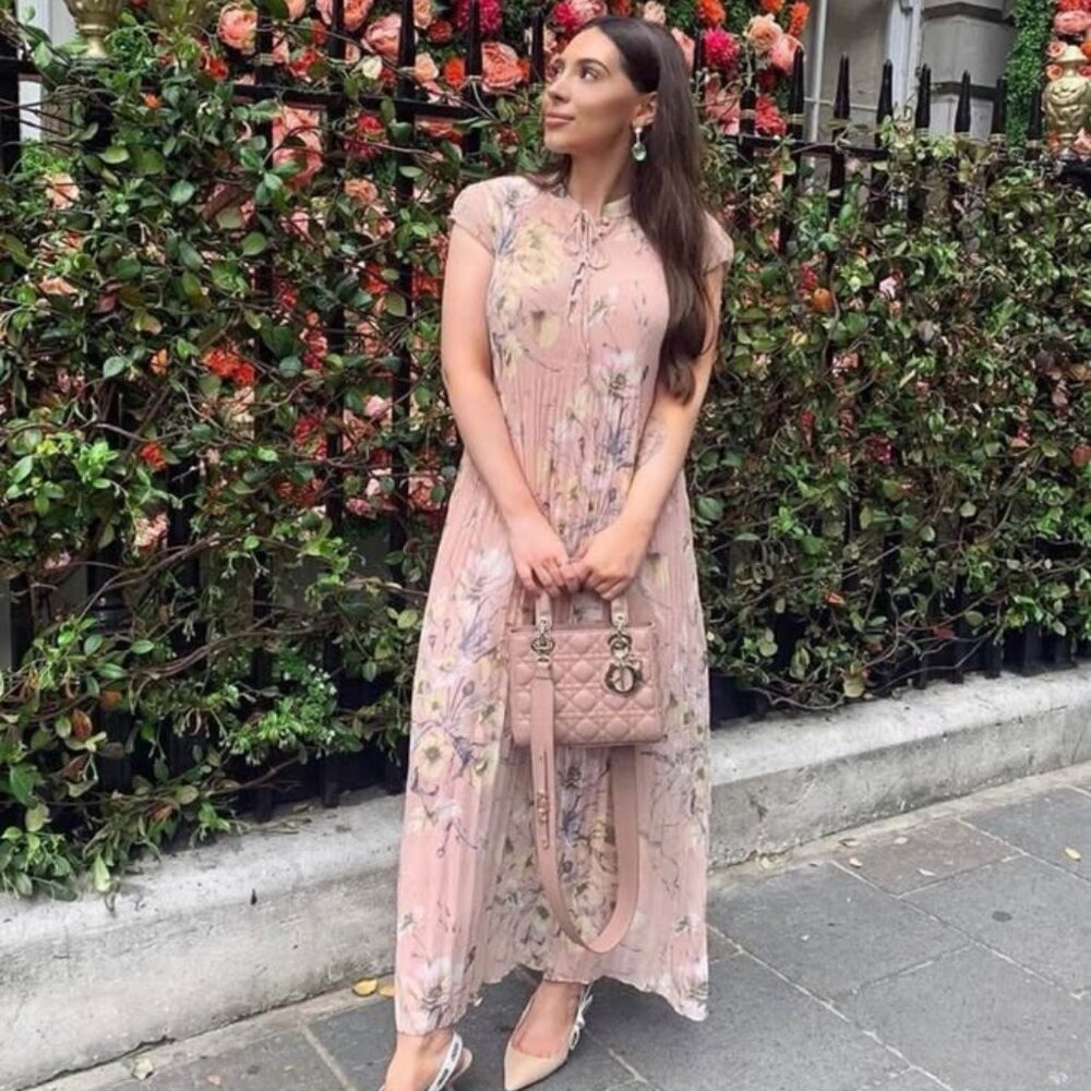 HM H&M conscious floral pleated maxi dress spring flowy